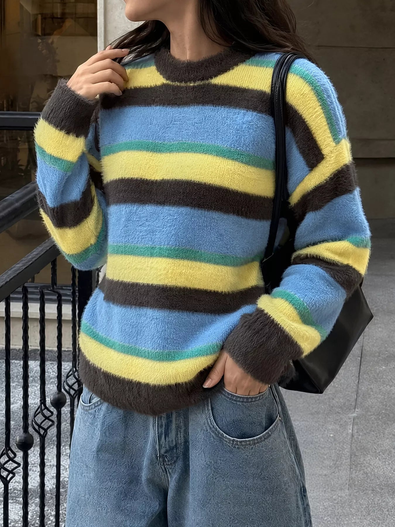 Trendsi Striped Dropped Shoulder Sweater -