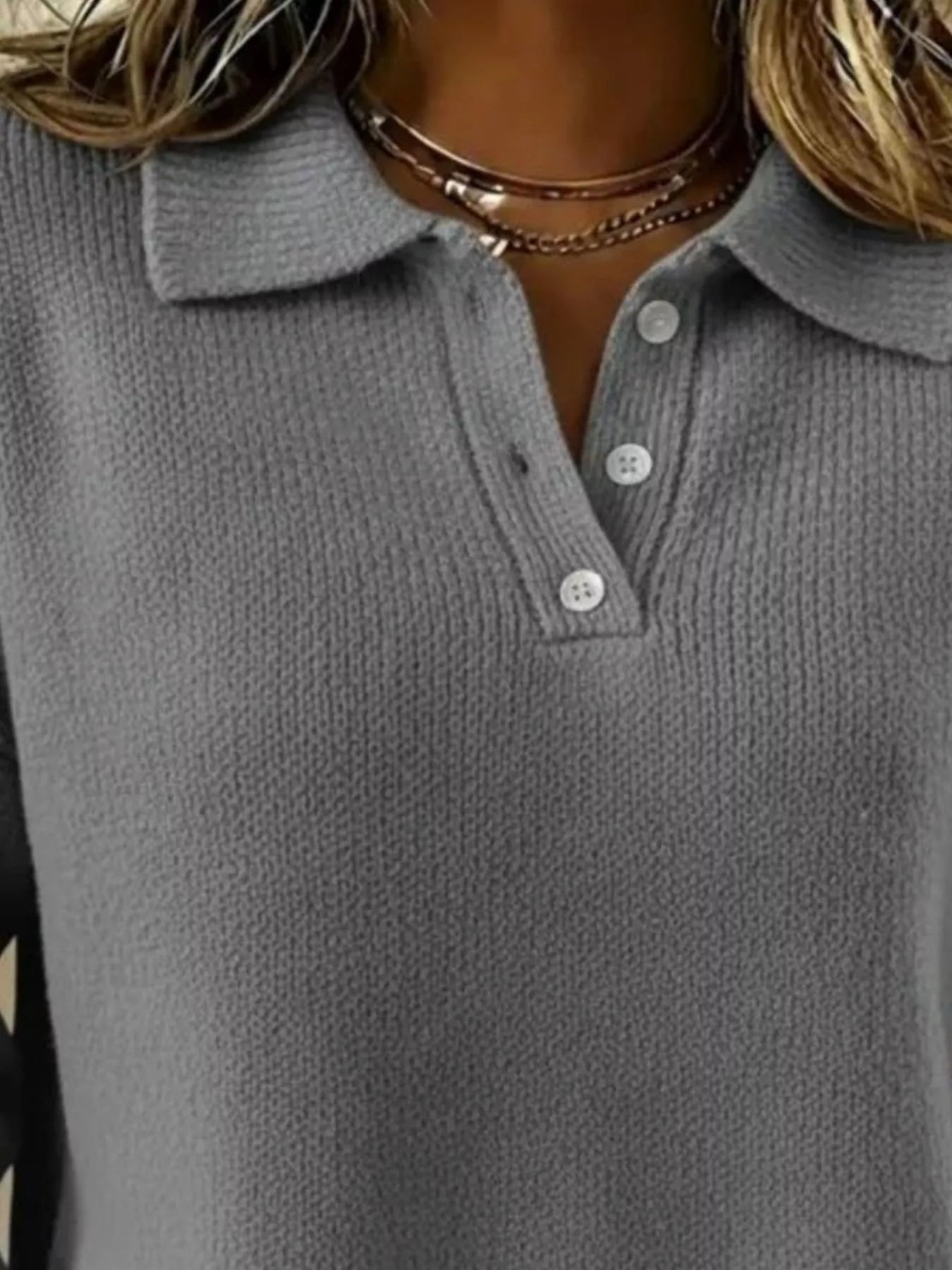 Trendsi Full Size Button Detail Dropped Shoulder Sweater Plus Size -