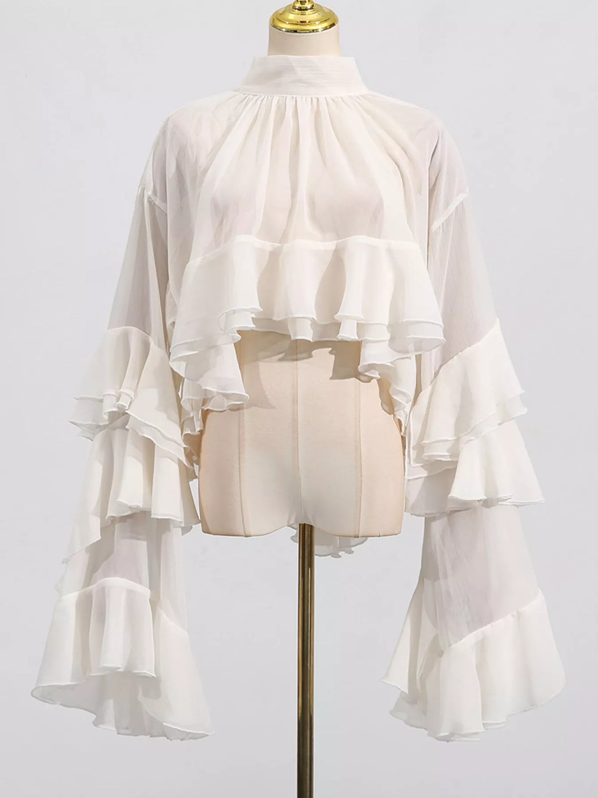 Off-White ruffled turtleneck long sleeve blouse