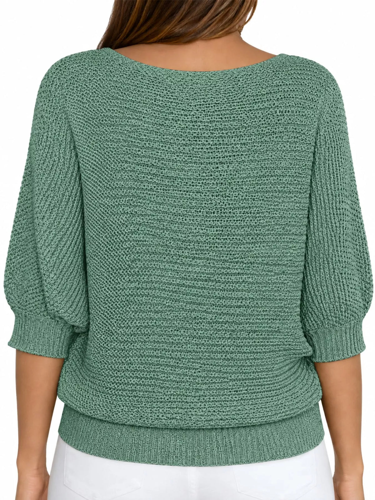 Three-quarter sleeve sweater, back view