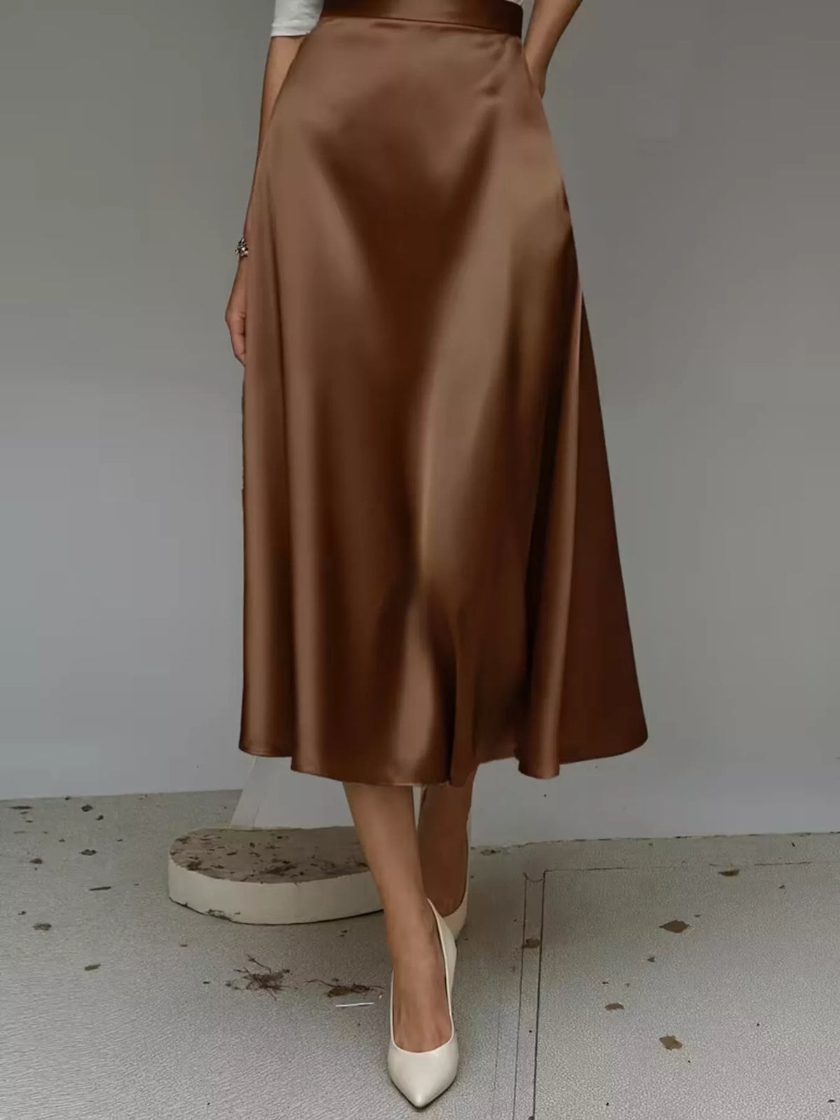 Trendsi Satin Midi Skirt -