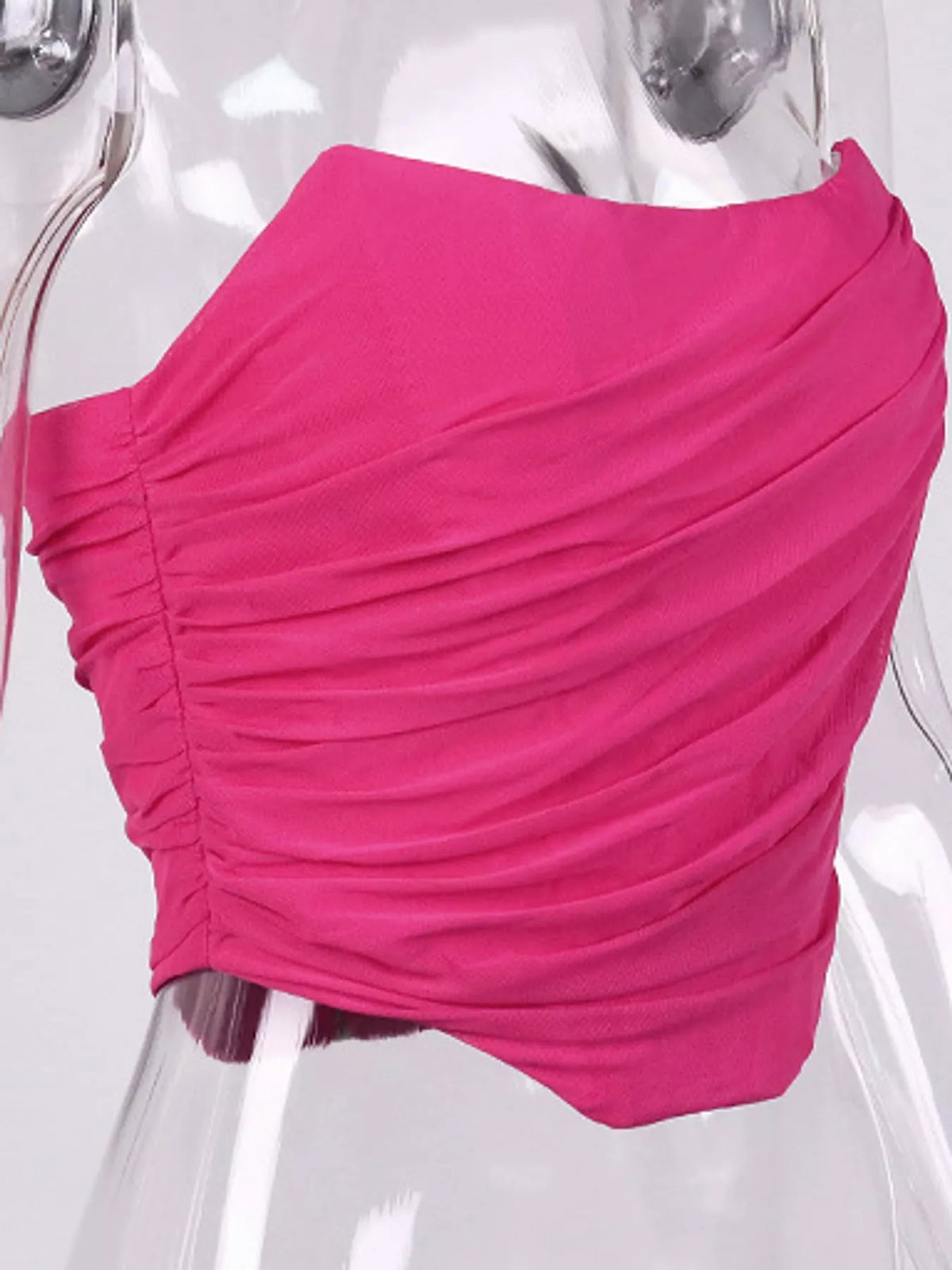 Corset Style Ruched Tube Top in pink