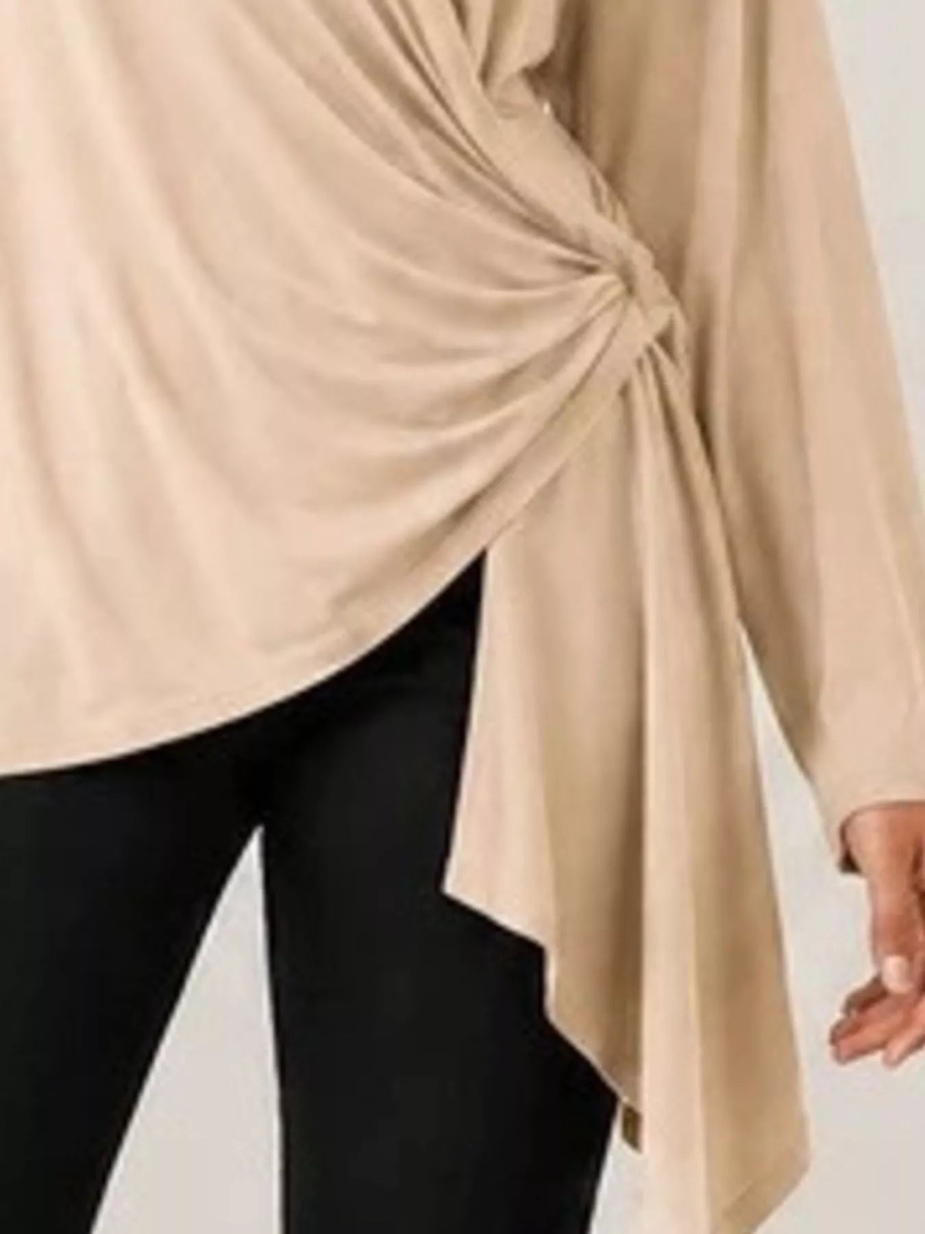 Trendsi Long Sleeve Wrap T-Shirt with Side Knot Detail -