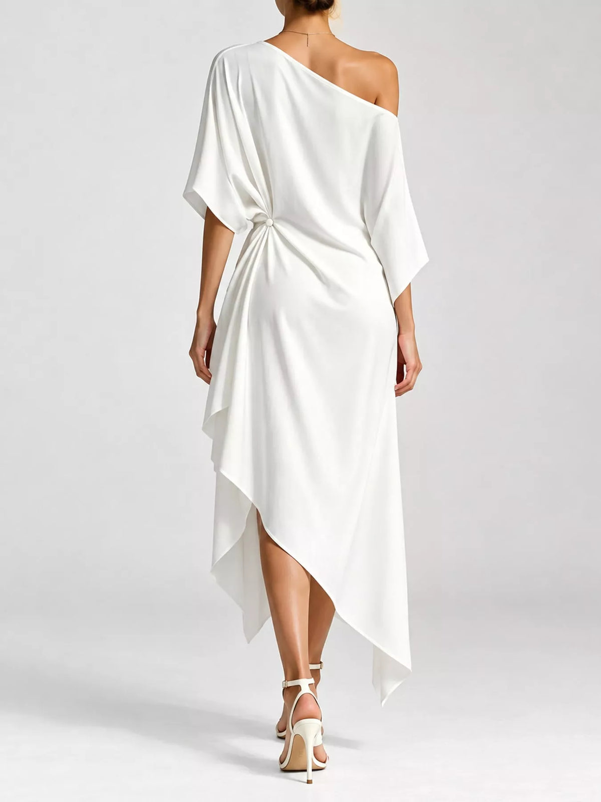 One-shoulder dress, white back