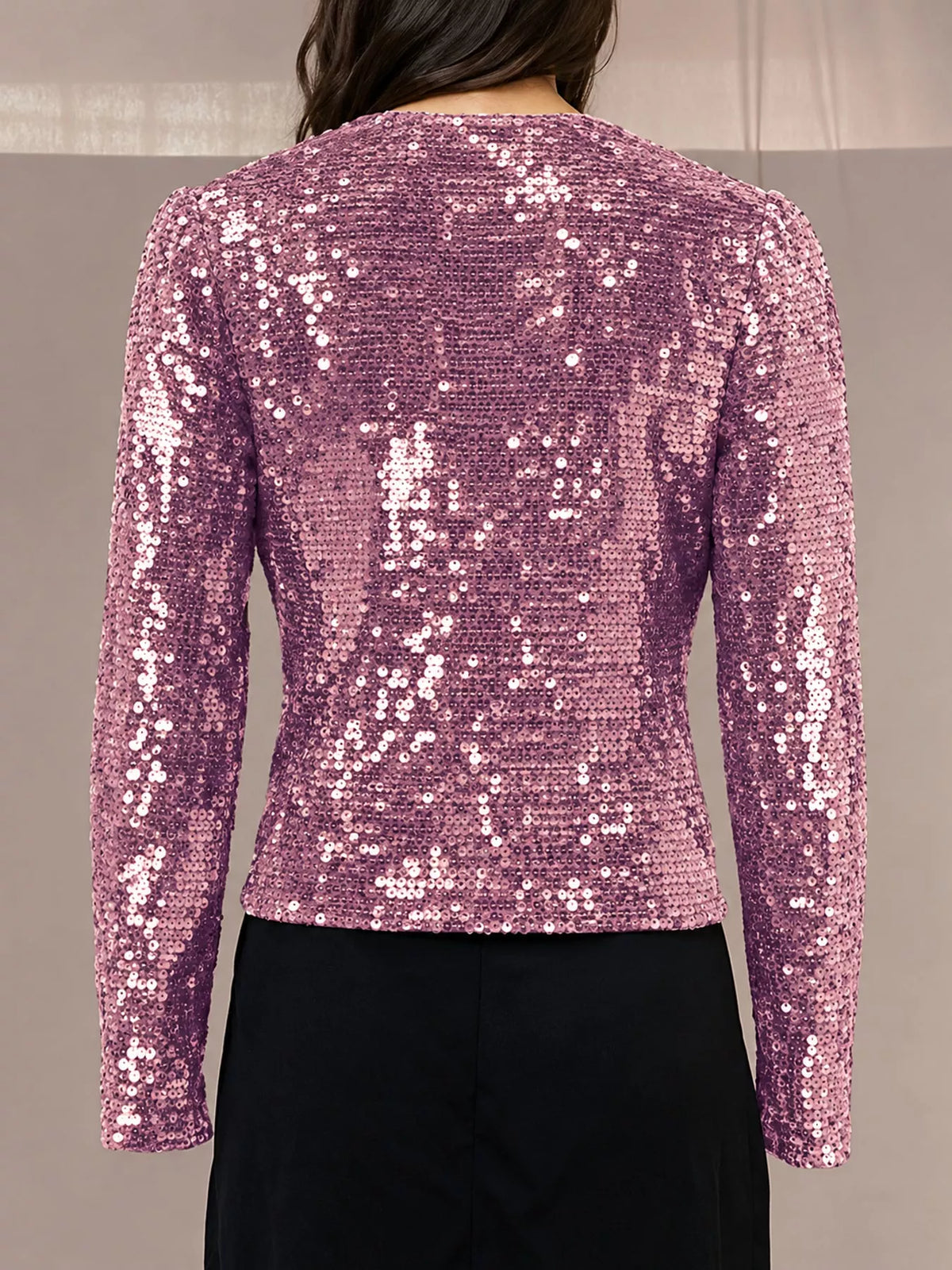Sequin Long Sleeve Jacket — back view