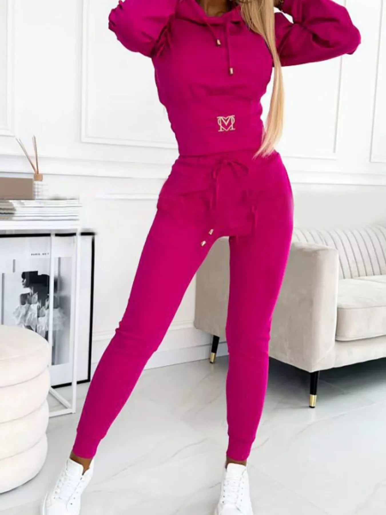 Trendsi Full Size Drawstring Cropped Hoodie and Pants Set Plus Size -