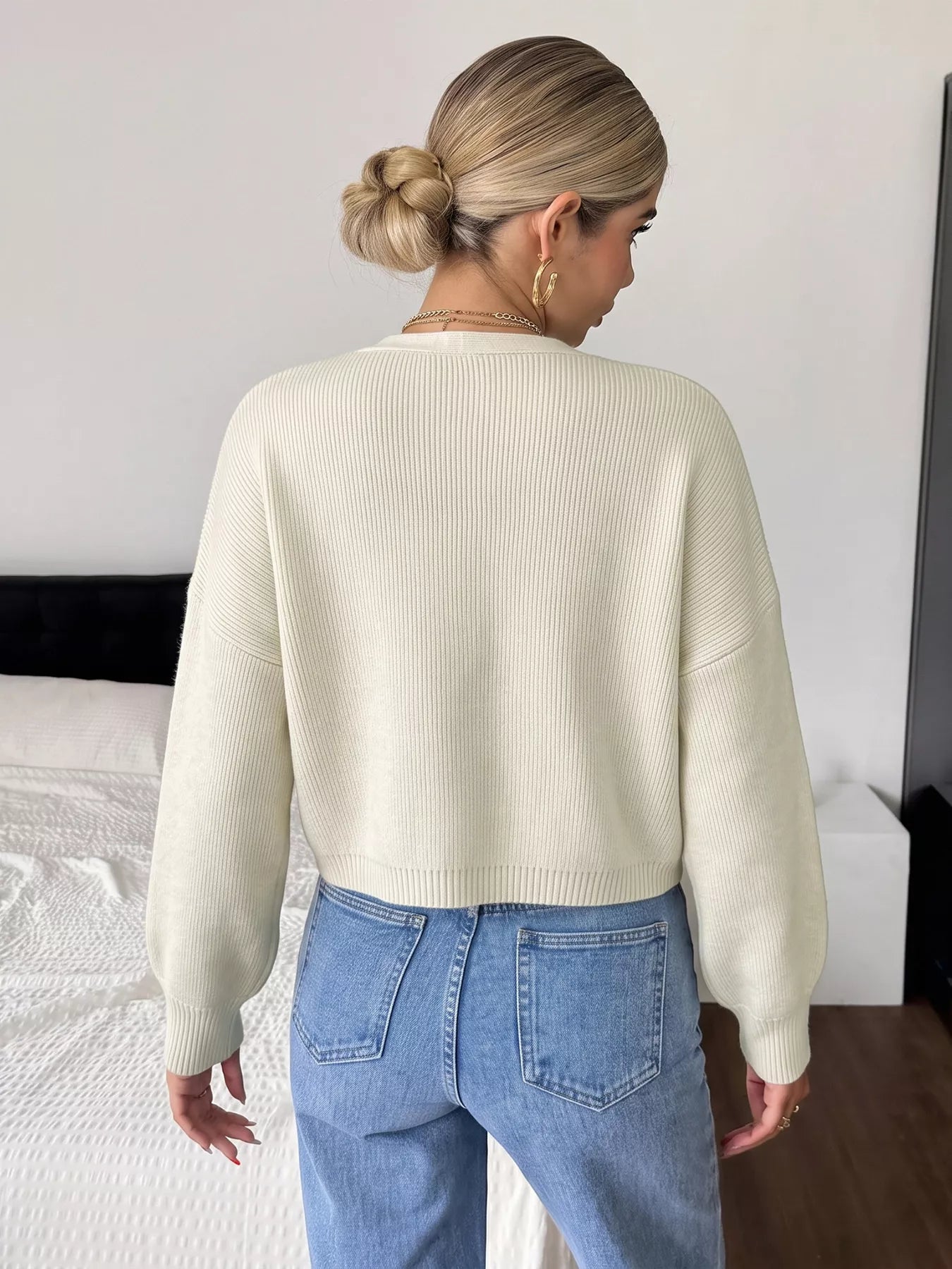 Trendsi Four-Leaf Clover Open Front Cardigan -