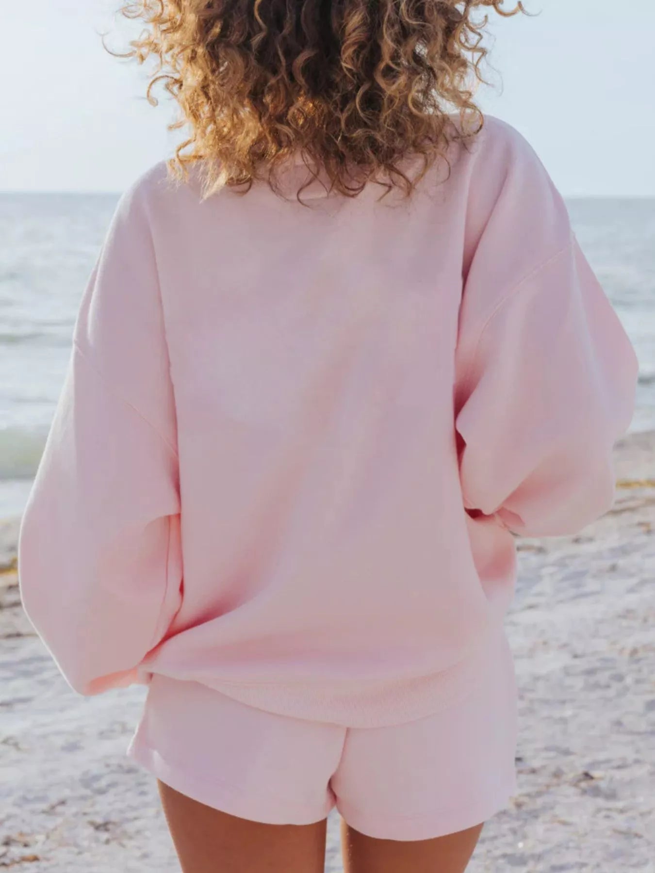 Trendsi Relaxed Fit Round Neck Sweatshirt and Shorts Set -