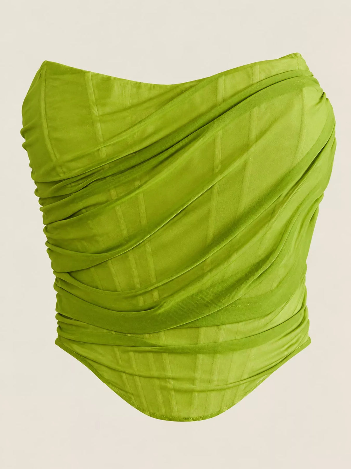 Corset Style Ruched Tube Top in green