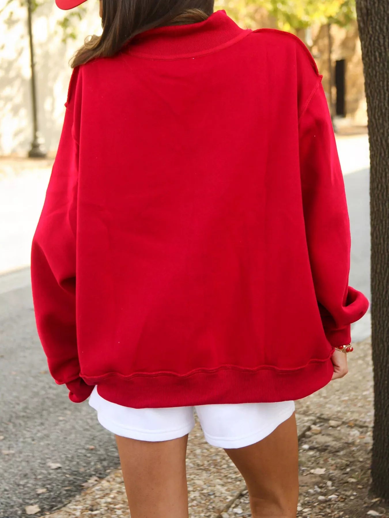 Trendsi Mock Neck Dropped Shoulder Sweatshirt -