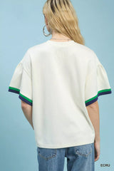 Trendsi Umgee Contrast Trim Bell Sleeve Top -