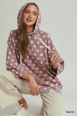 Trendsi Umgee Polka Dot Printed Hoodie Tunic Top -