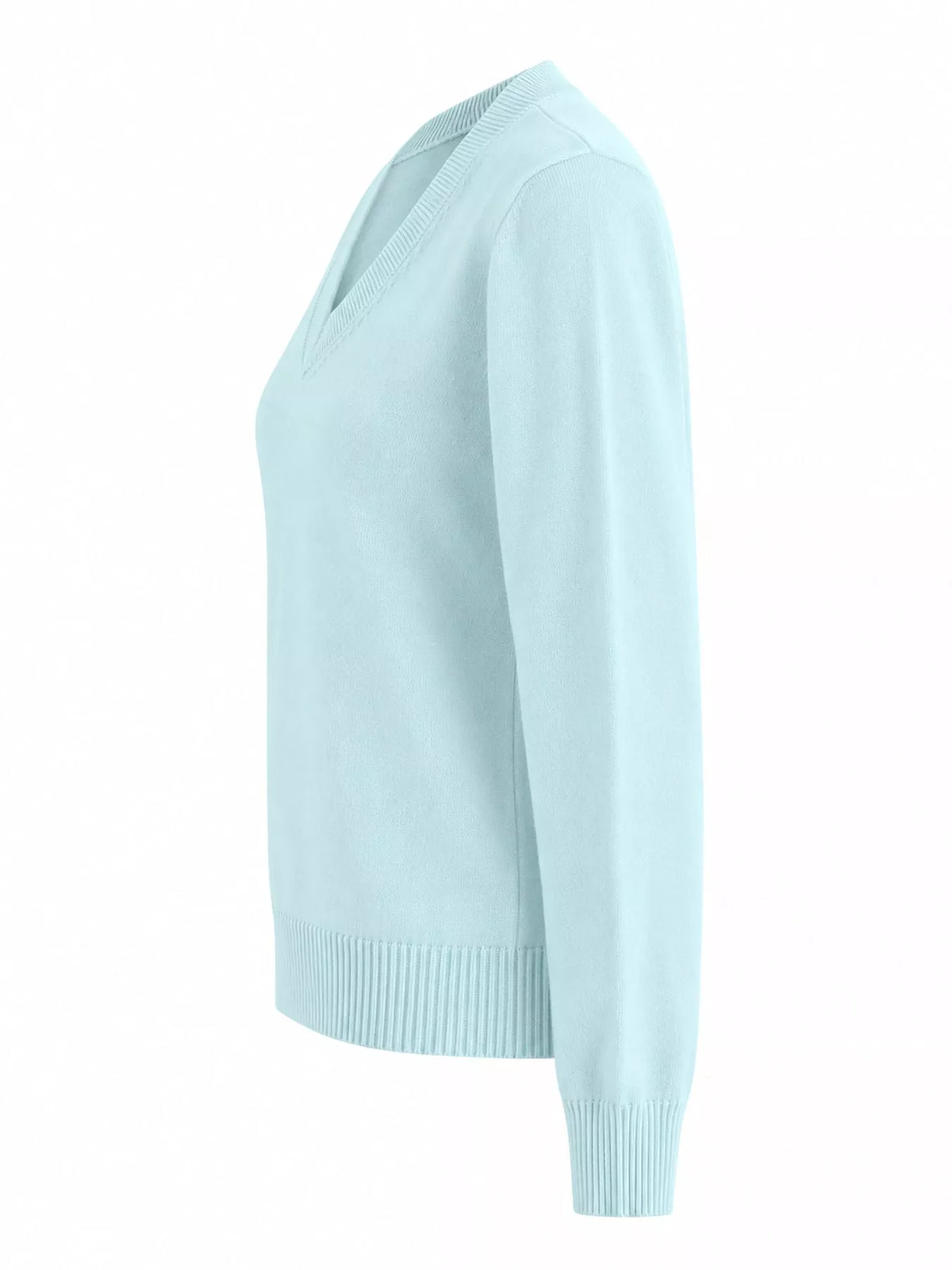 Women's V-Neck Long Sleeve Sweater in mint — side view