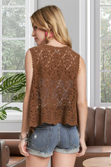 Trendsi ADORA Crochet Vest With Scallop Hem -