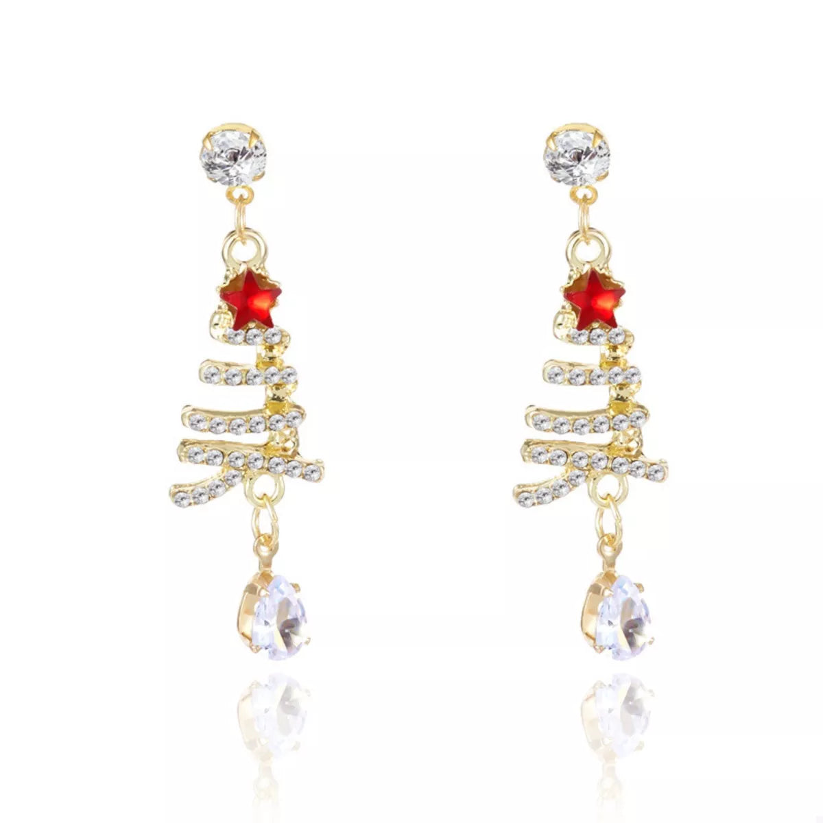 Trendsi 18K Gold-Plated Christmas Tree Earrings -