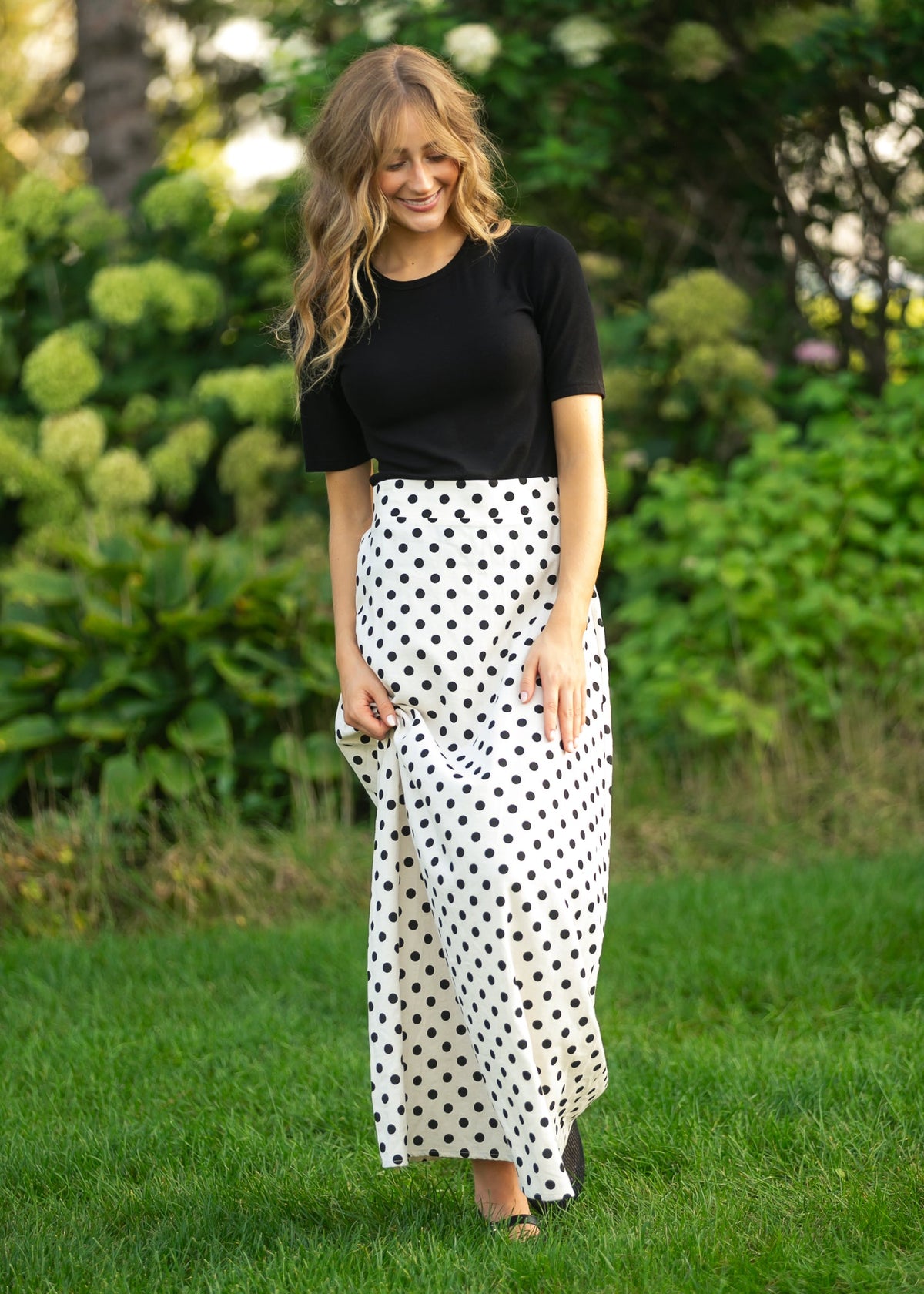 Braylyn Polka Dot Maxi Skirt