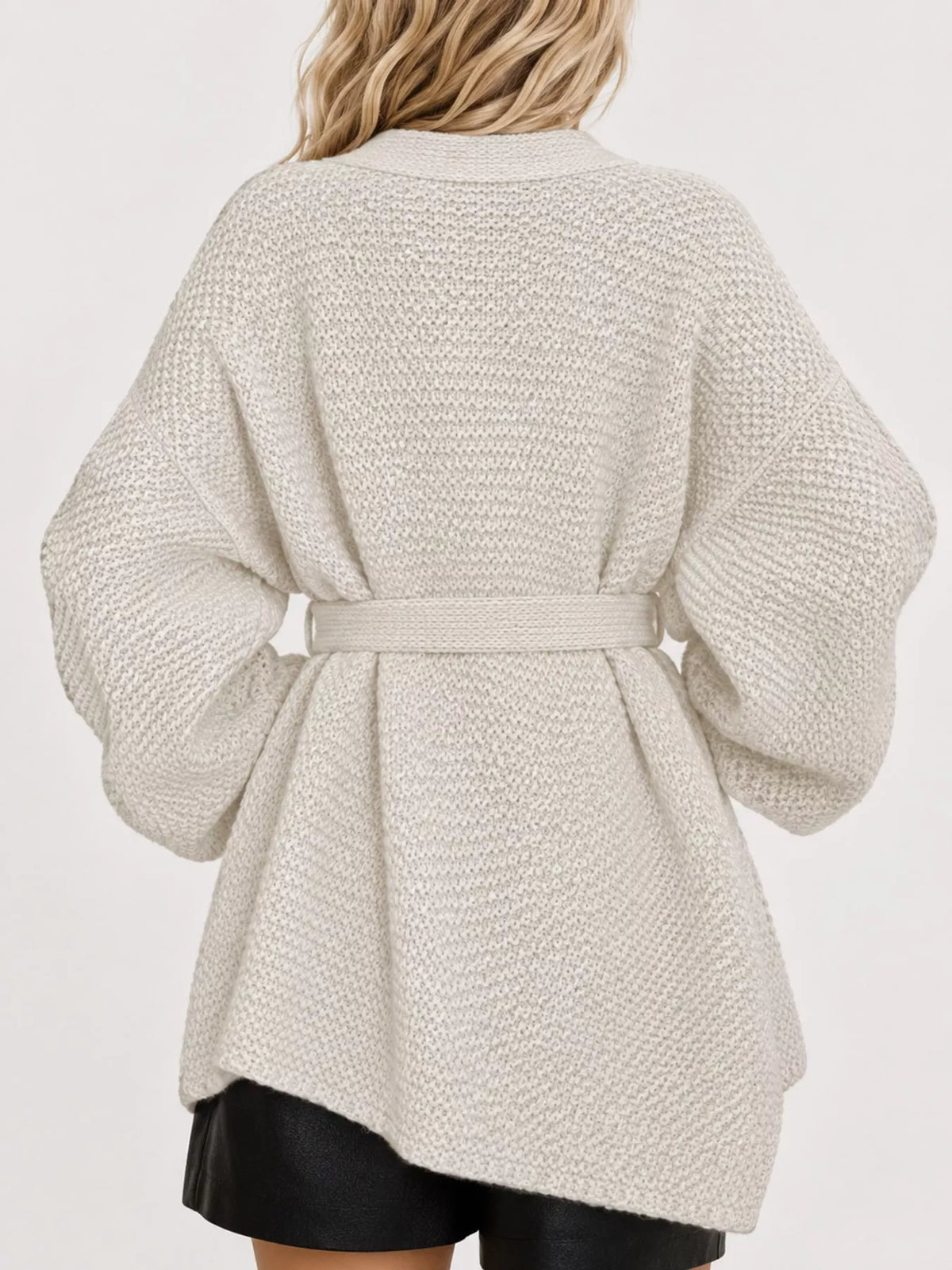 Belted cardigan, cream back belted