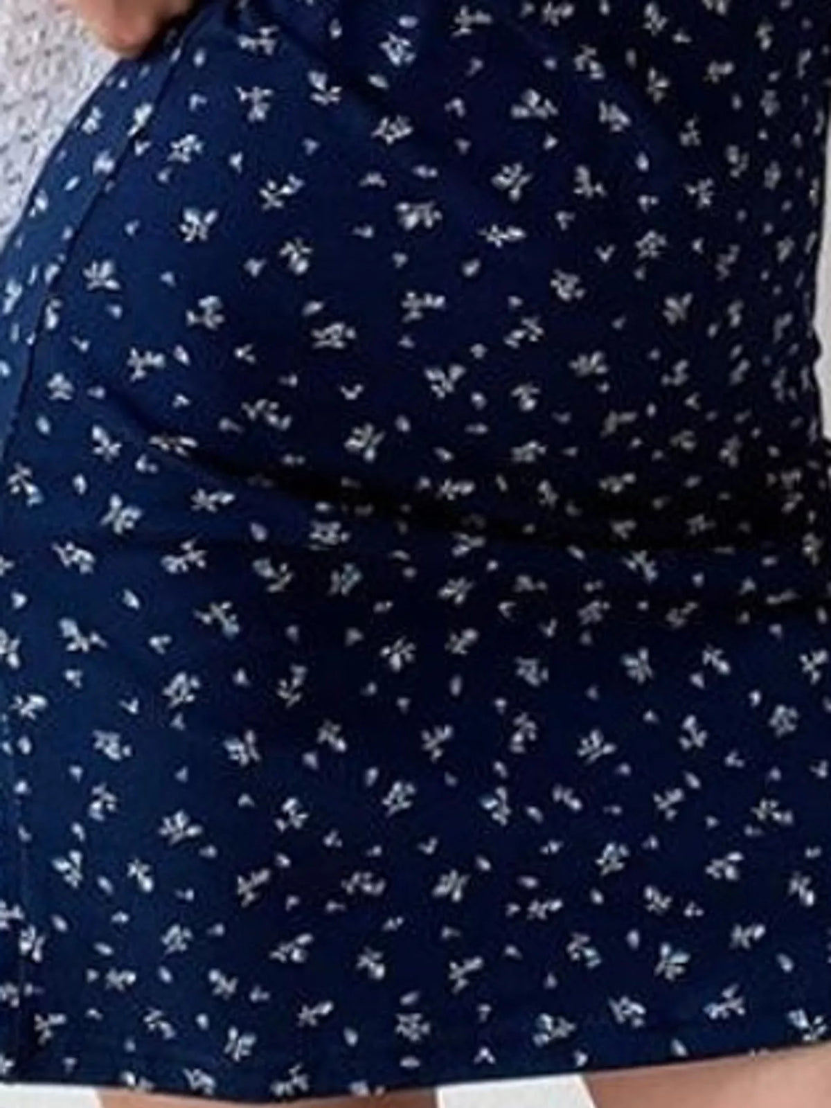 Women's Spaghetti Strap Mini Dress in navy — print detail view