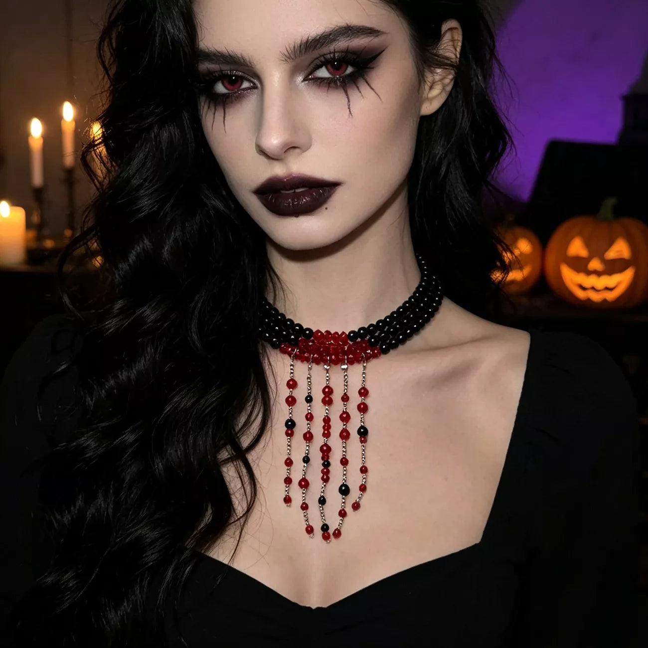 Trendsi Gothic Multi-Layered Beaded Necklace -