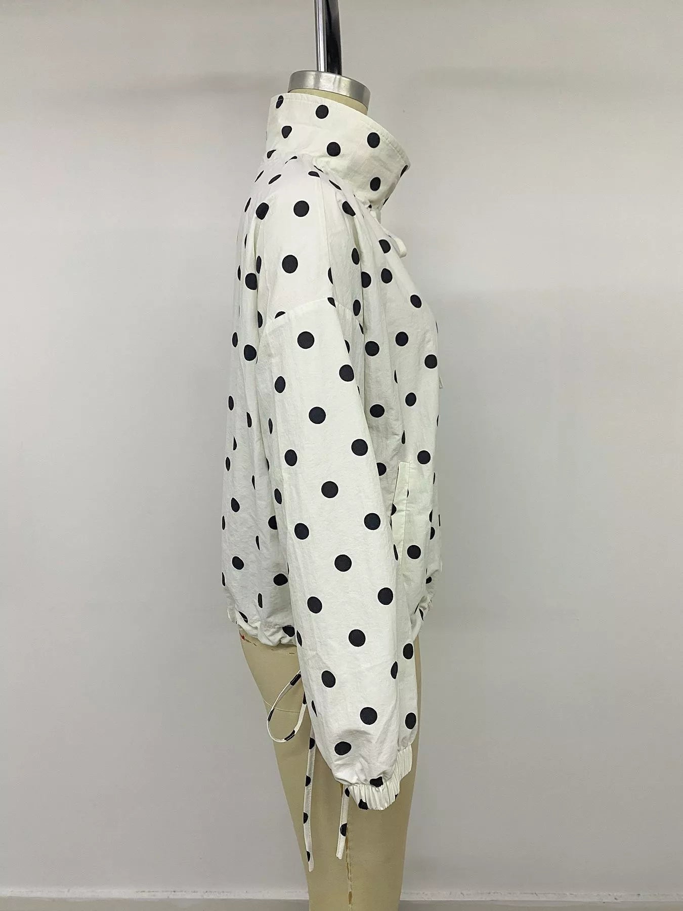 Trendsi Polka Dot Stand-Collar Casual Jacket -