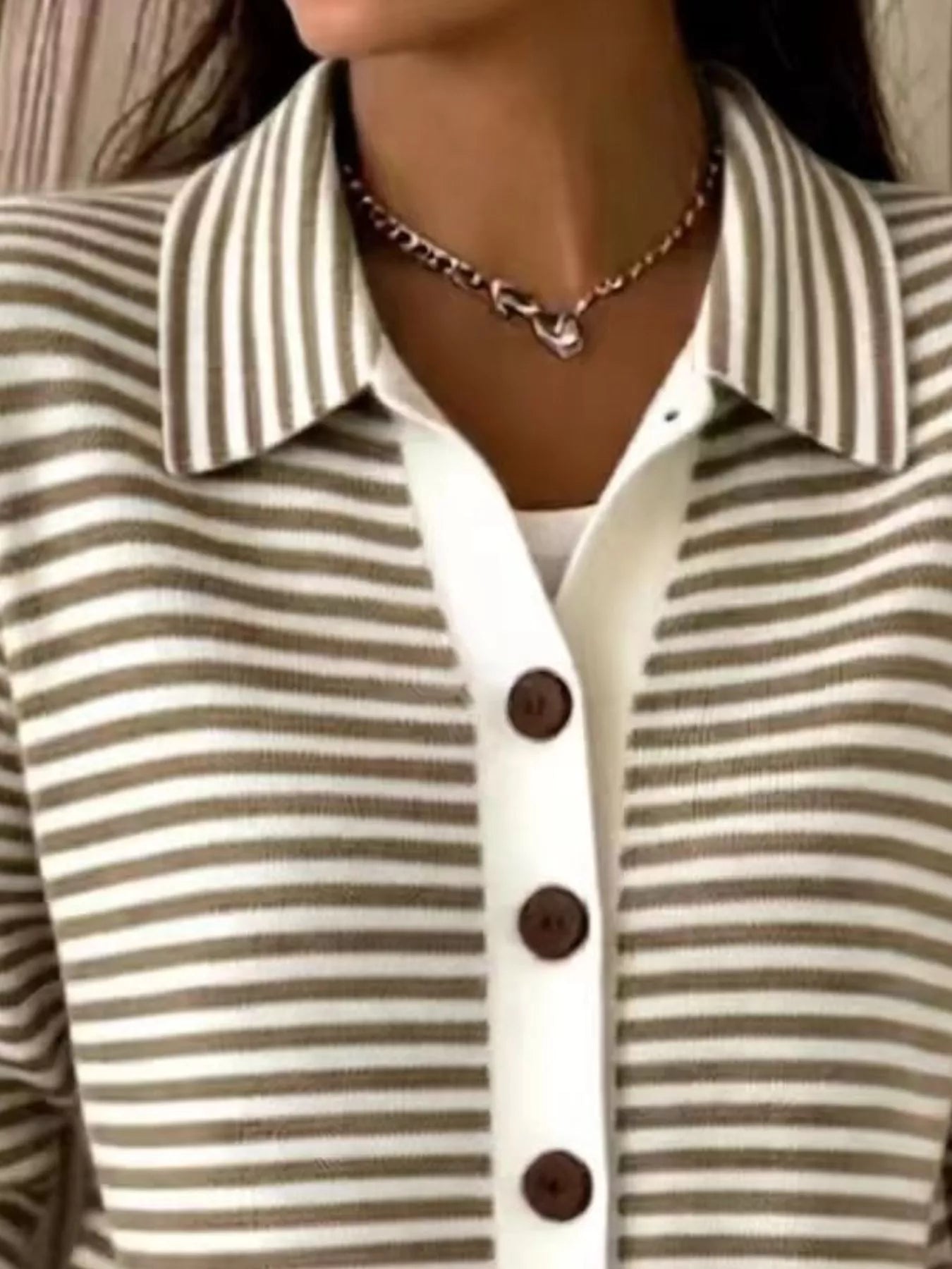 Trendsi Full Size Striped Button-Down Knit Cardigan Plus Size -