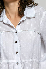 Trendsi POL Tonal Dot Weave Textured Button Front Shirt -