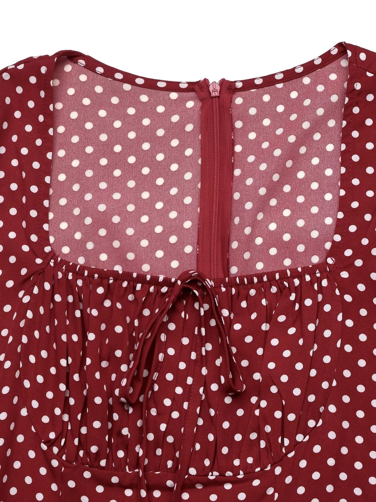 Trendsi Square Neck Polka Dot Long Sleeve Maxi Dress -