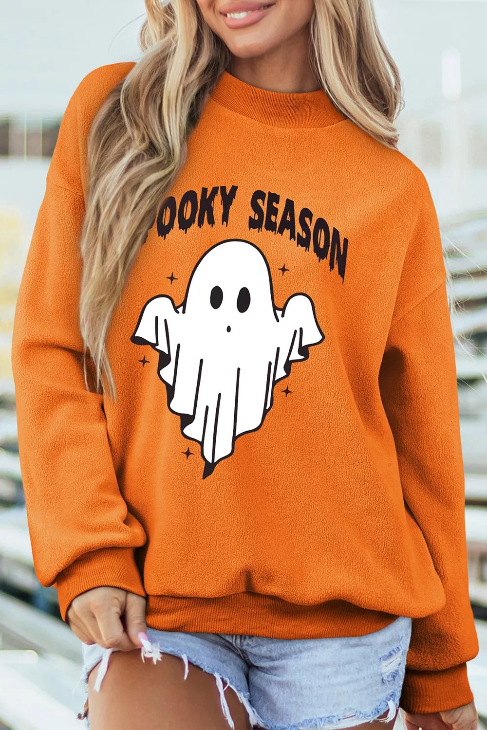 Trendsi Spooky Season Mock Neck Reversible Halloween Sweatshirt -