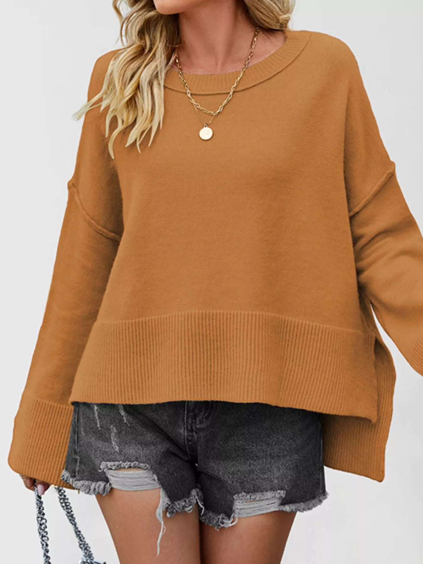 Trendsi Dropped Shoulder Flare Sleeve Sweater -