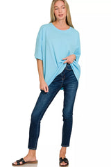 Trendsi Zenana Cotton Short Sleeve Oversized Tunic Tee -