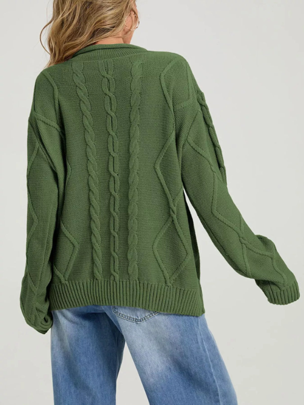 Trendsi Cable Knit Ribbed Hem Sweater -