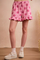Trendsi BiBi Polka Dots Printed Ruffled Detail Top And Shorts Set - Shorts