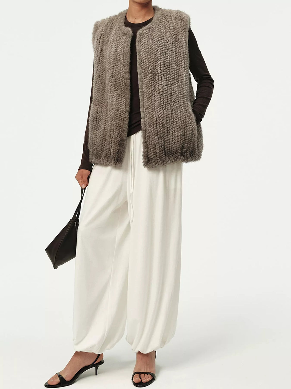 vest, front view on model
