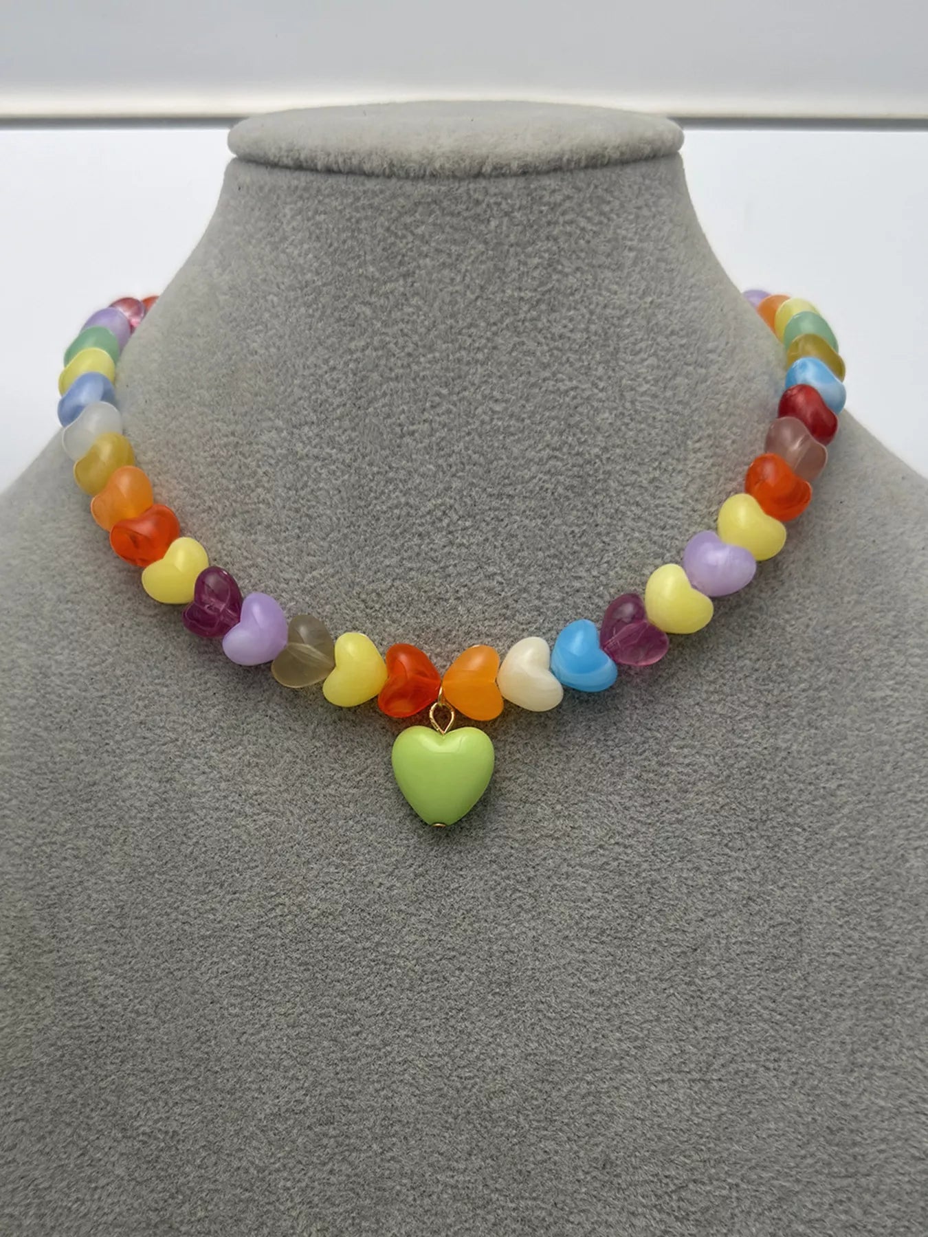 Trendsi Colorful Heart Bead Necklace -