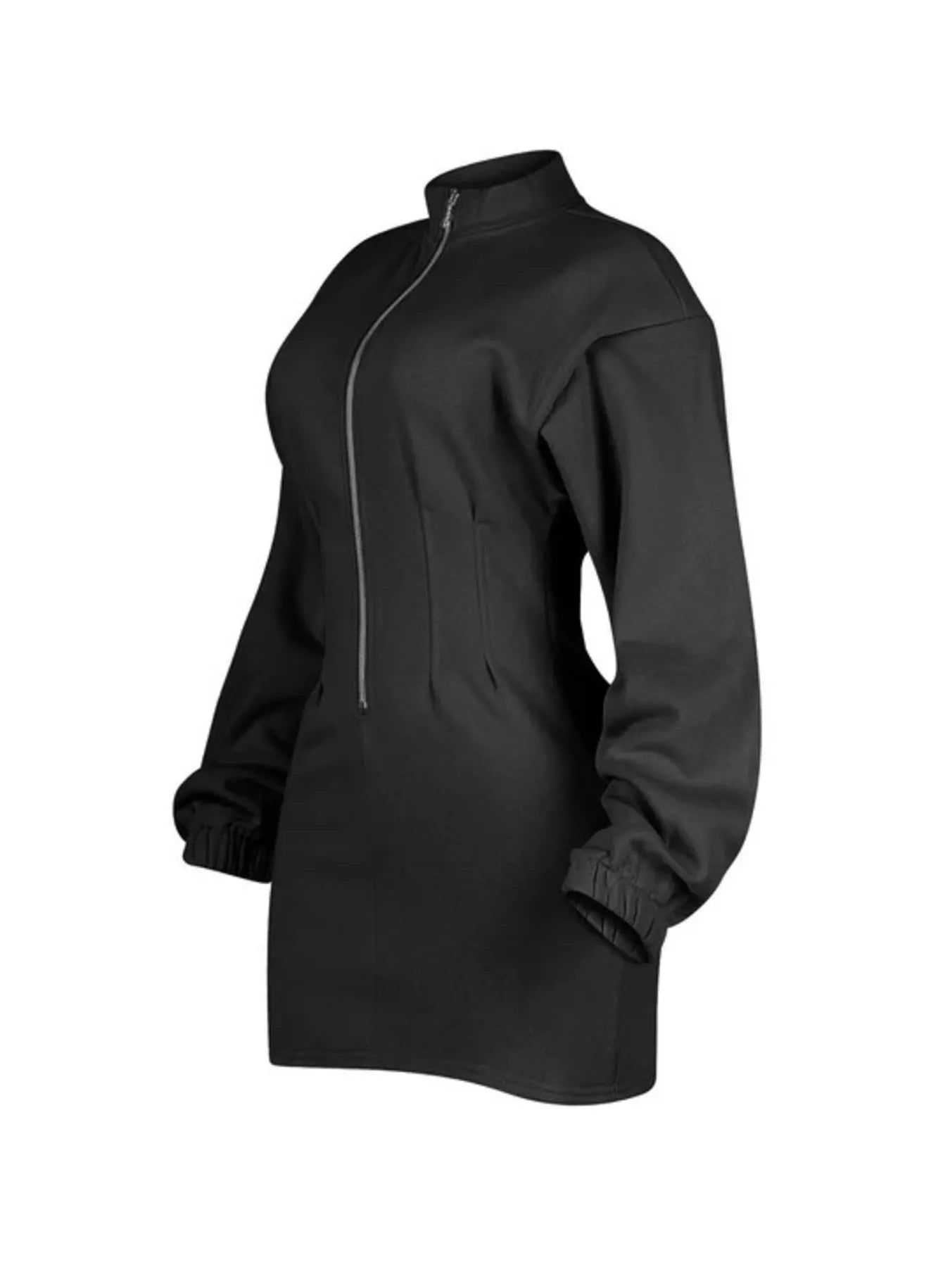 Trendsi Casual Zip-Up Long Sleeve Mini Dress -
