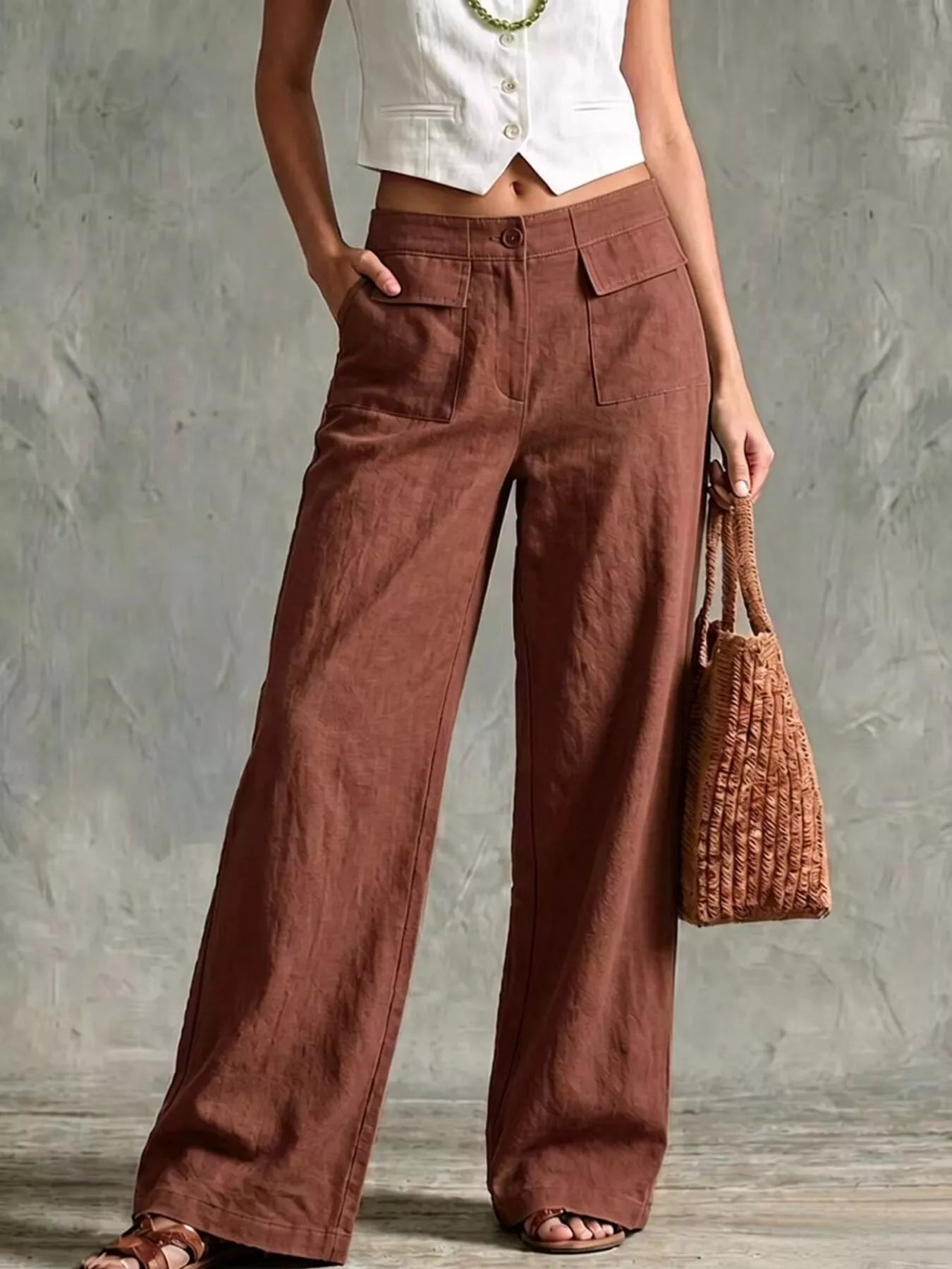 Trendsi Full Size Wide Leg Pants Plus Size -