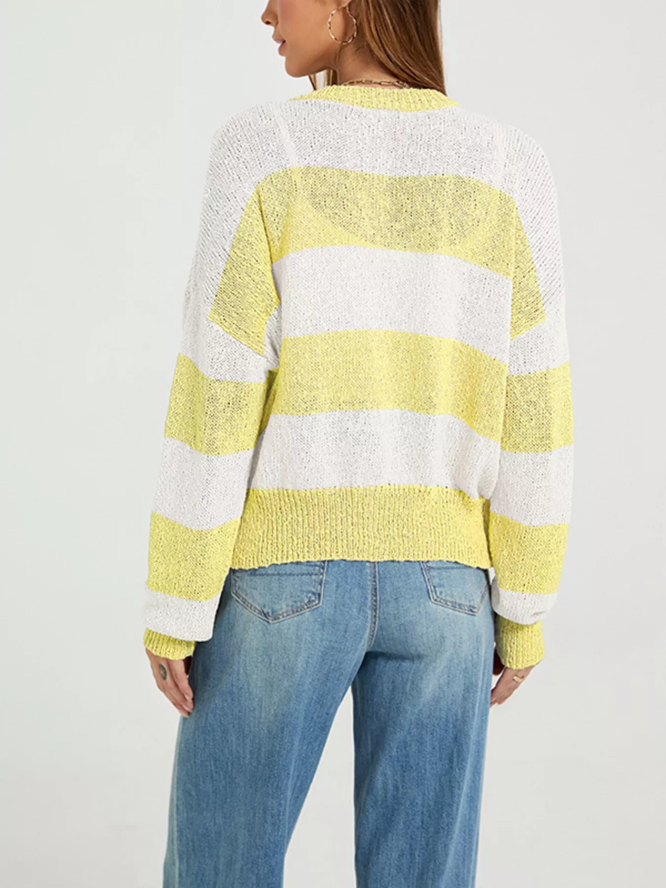 Trendsi Casual Striped Button-Down Knit Cardigan -