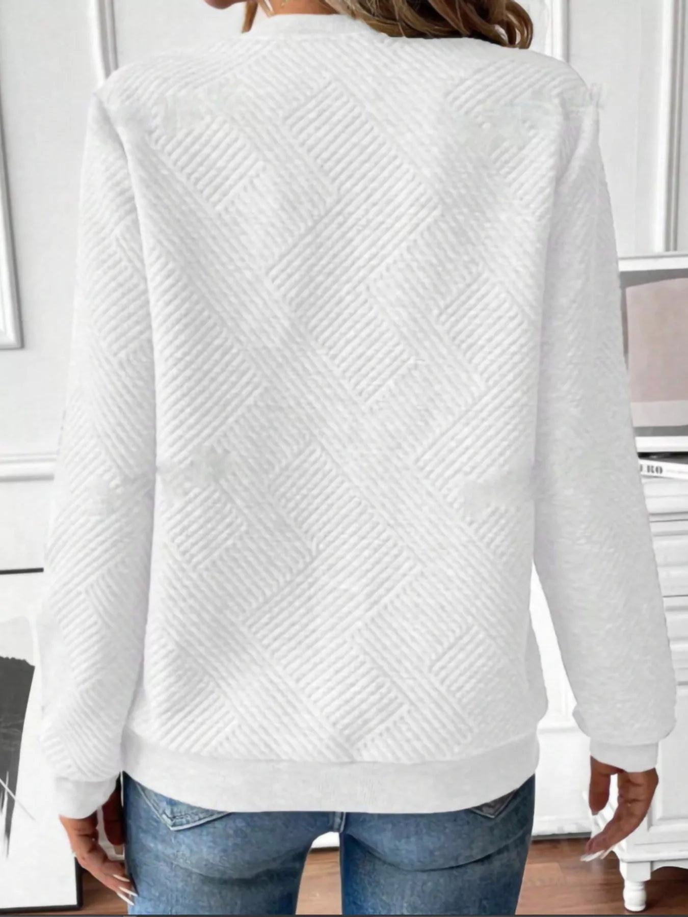 Trendsi Textured Quarter-Zip Sweatshirt -