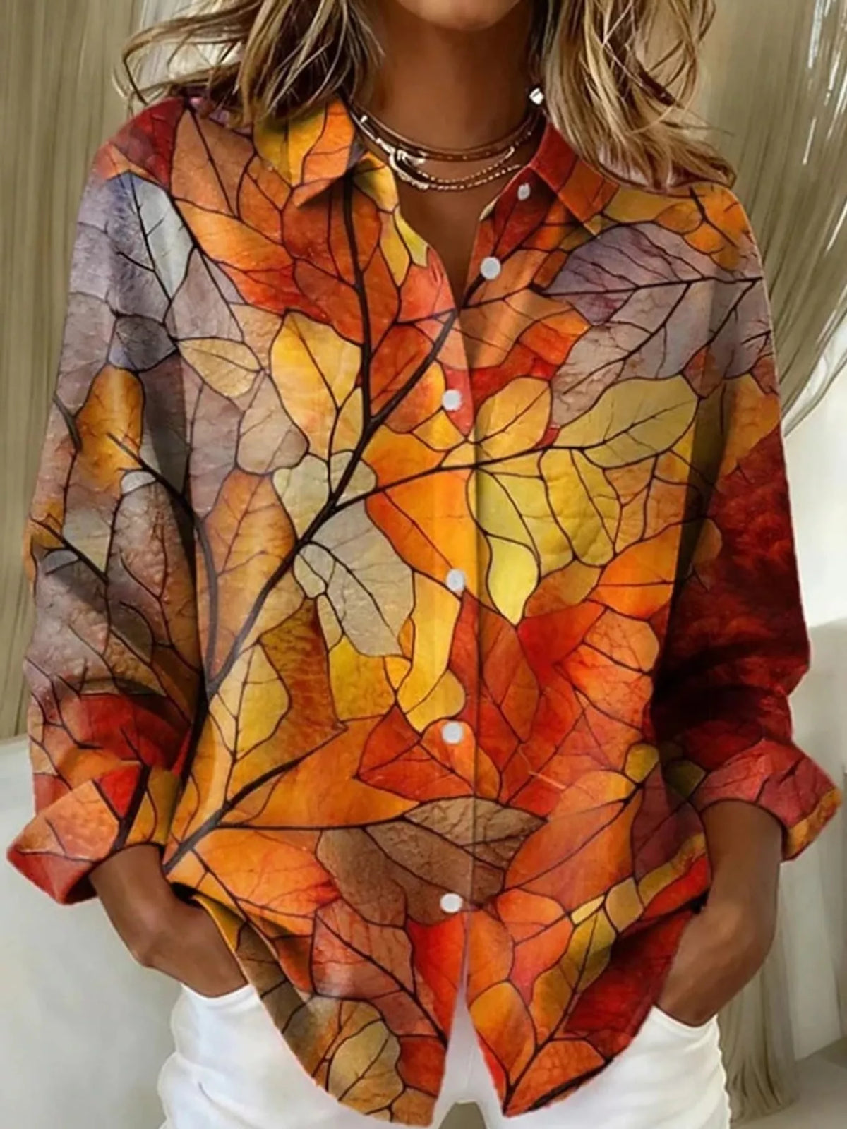 Multicolor abstract-print long sleeve shirt