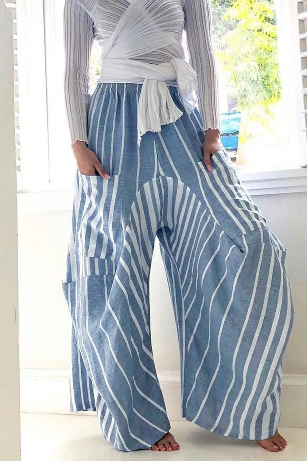 Trendsi Striped Wide-Leg Pants -