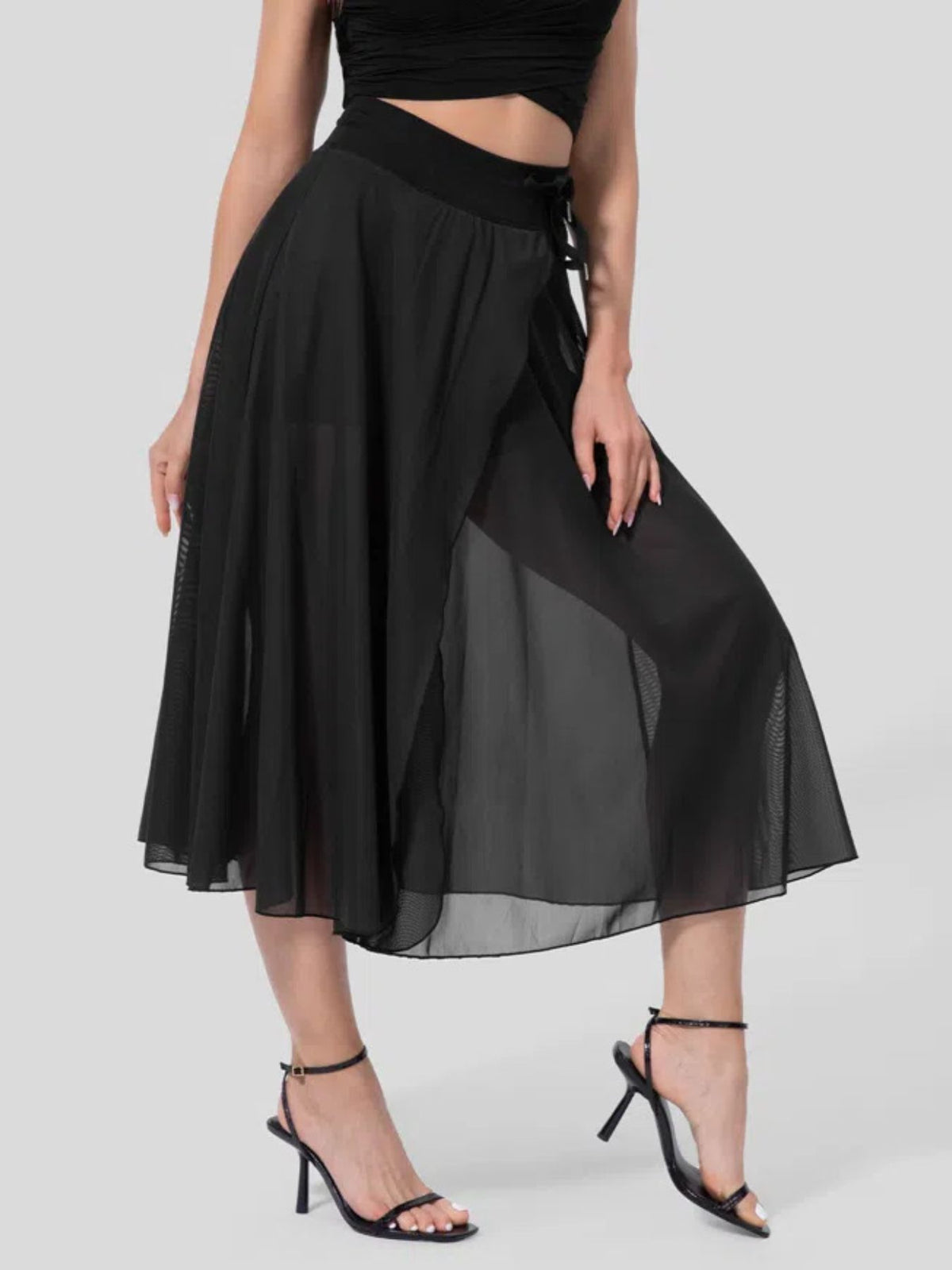 Trendsi Slit Flowy Skirt with Shorts Liner -