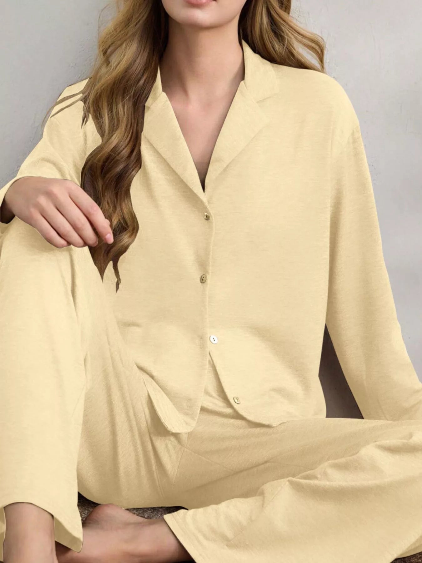 Trendsi Button-Down Top and Wide-Leg Pants Lounge Set -