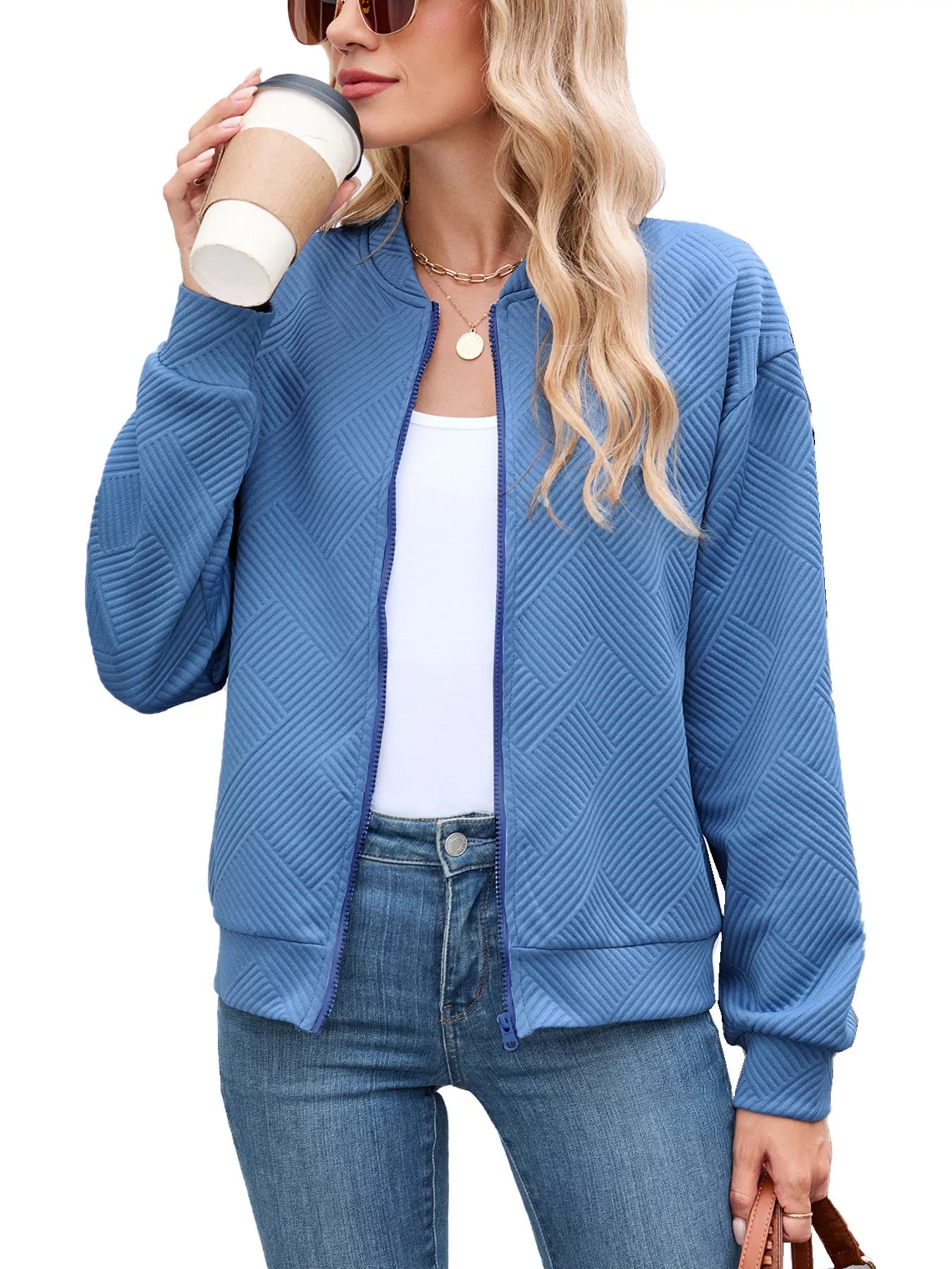 Trendsi Textured Zip Up Jacket -