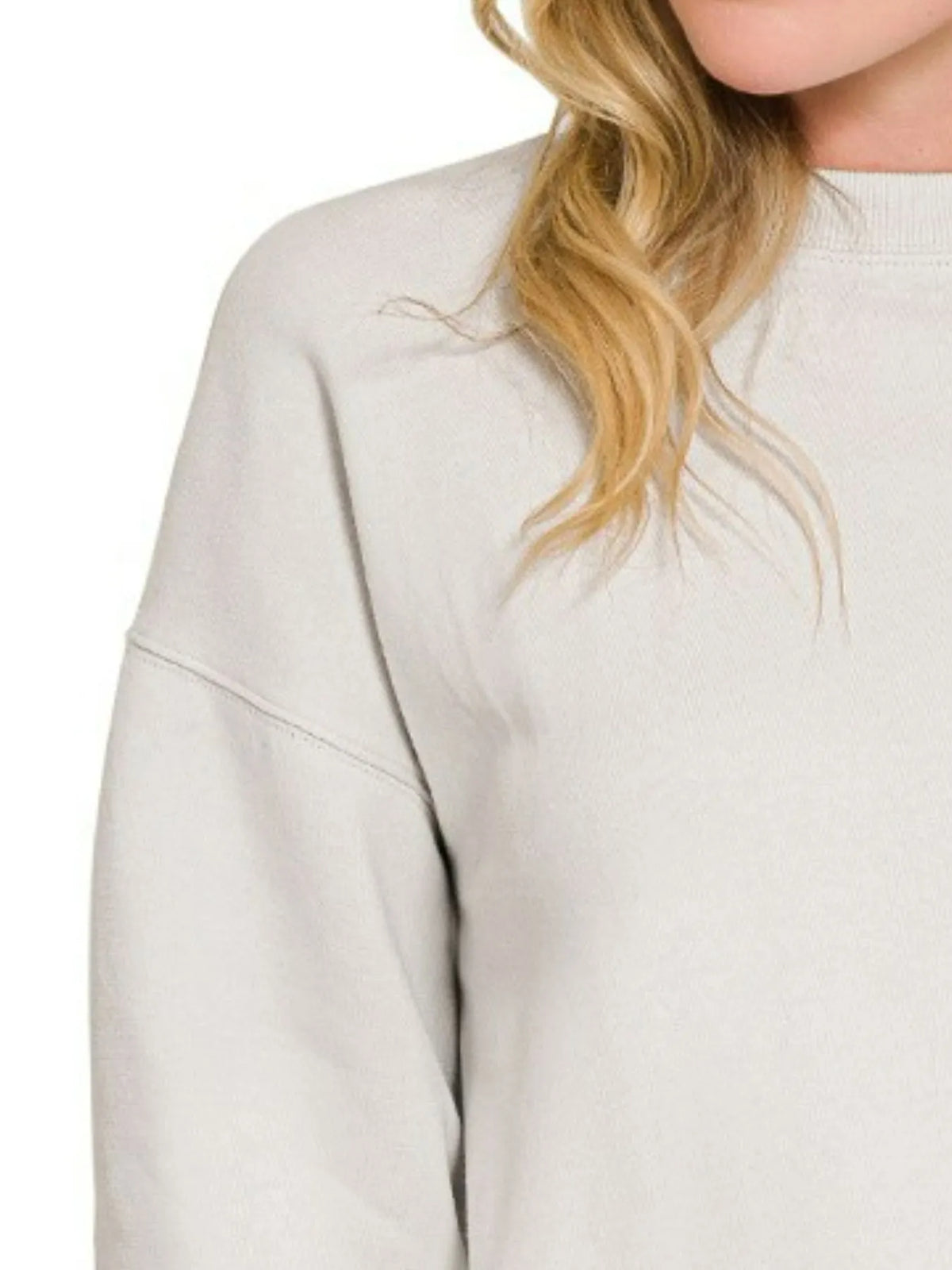 Women's Cotton-Blend Fleece Crewneck Long Sleeve Sweatshirt — product view 2