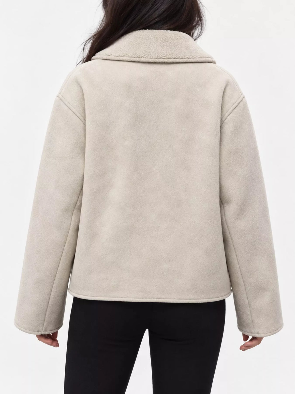 Sherpa-collar jacket, ivory back