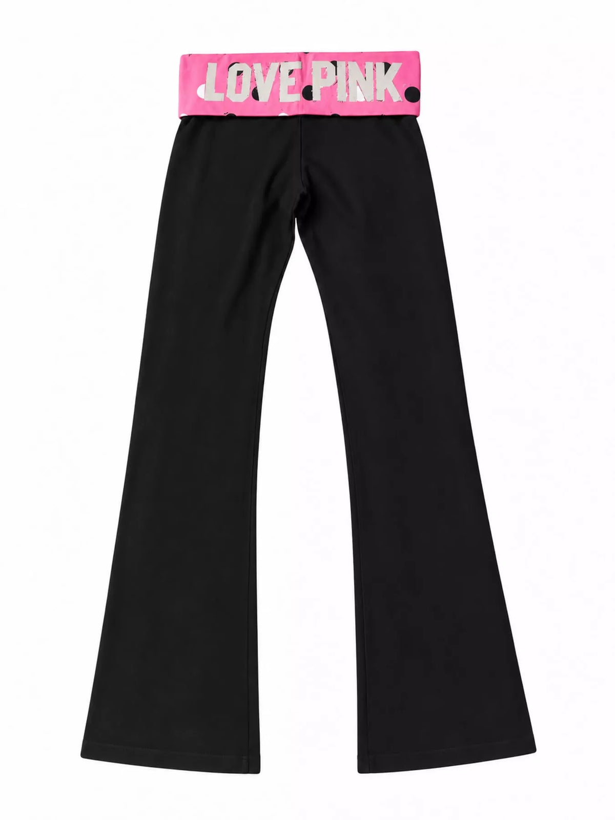 Pink 2 fold-over waist flared pants