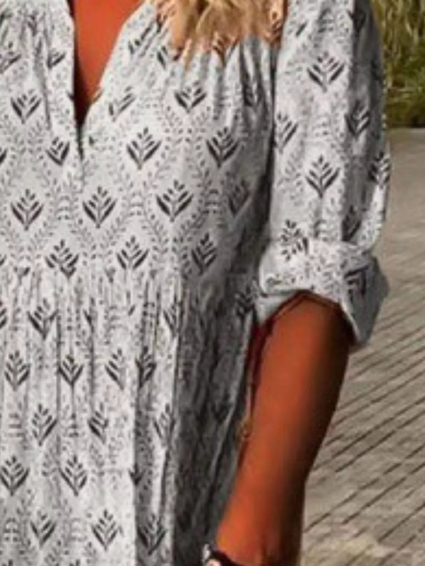 Printed notched tiered maxi dress