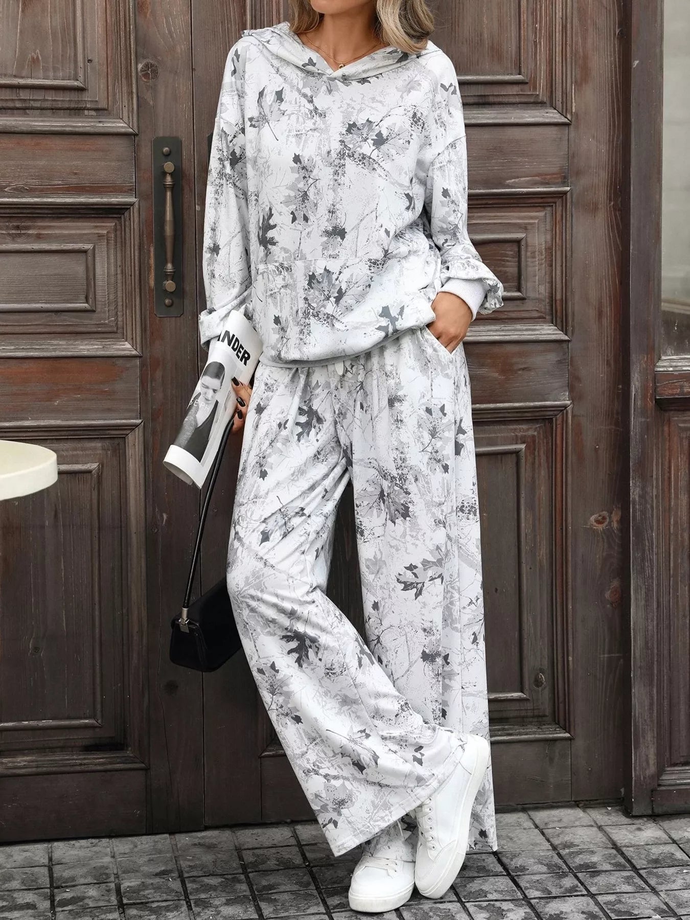 Trendsi Printed Long Sleeve Hoodie and Pants Set -