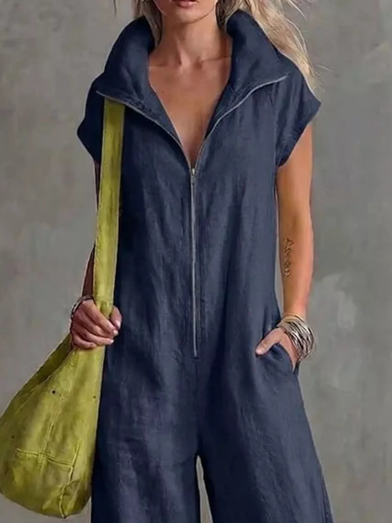 Trendsi Full Size Zip Front Sleeveless Jumpsuit Plus Size -