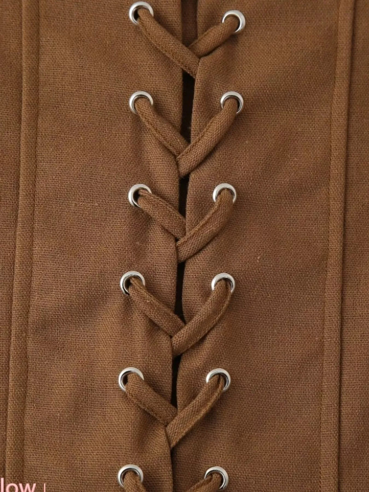 Brown mini skirt, lace-up detail